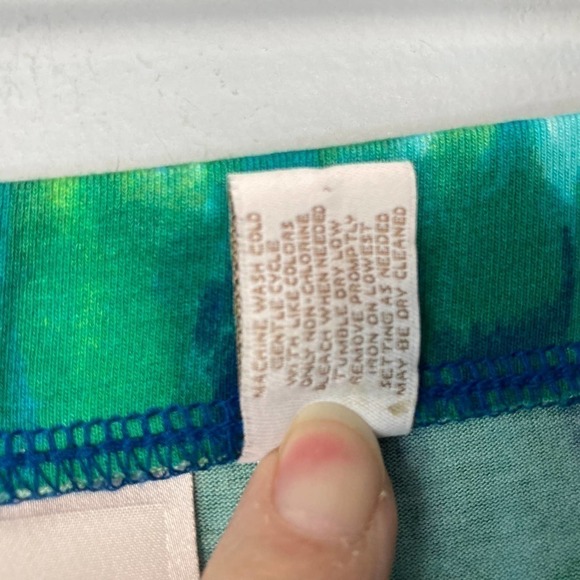 CHICO'S Bright Green Blue Striped Tie Dye Tiered Maxi Skirt Elastic Waist Size S - Picture 8 of 12